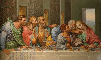 Judas gooit zout om op schilderij