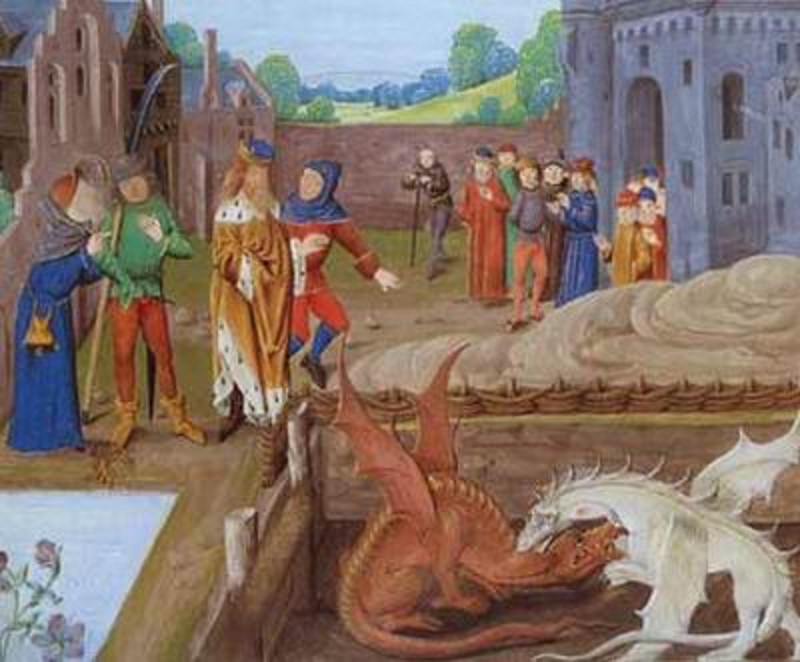 Y Ddraig Goch en merlijn de tovenaar