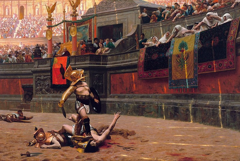 pollice verso - gladiaoren schilderij - duimpje omhoog