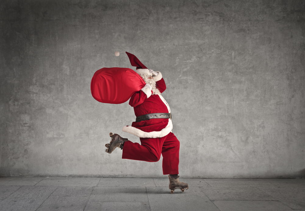 rolschaatsen naar de kerk met kerst