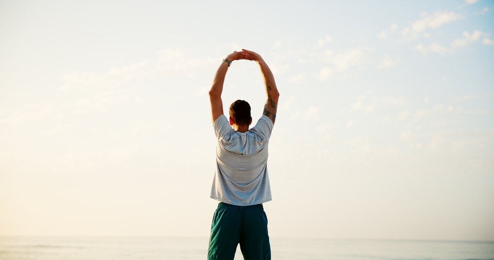 Man,,Back,And,Stretching,With,Fitness,By,Beach,For,Workout, Man,,Back,And,Stretching,With,Fitness,By,Beach,For,Workout,