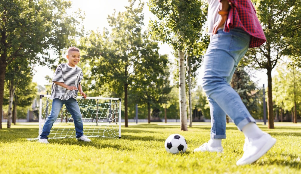 voetballen ind e tuin
